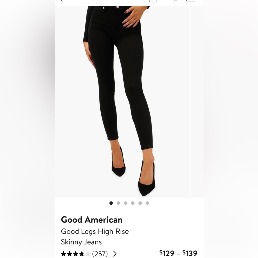 Good American Good Legs High Rise Skinny Jeans. Black. Size 8.
